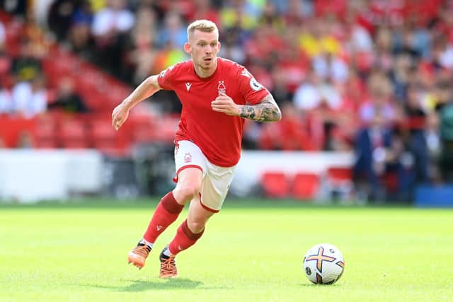Leeds United reportedly face competition for Nottingham Forest midfielder Lewis O’Brien. Image: Michael Regan/Getty Images