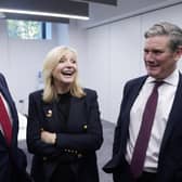 Labour leader Sir Keir Starmer (right), former Prime Minister Gordon Brown (left) and Mayor of West Yorkshire, Tracy Brabin, at Nexus, University of Leeds, in Yorkshire. PIC: PA
