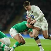 England’s Tommy Freeman (right) is tackled by Ireland’s Jamison Gibson-Park during the Guinness Six Nations match at Twickenham Stadium, London. PIC: David Davies/PA Wire.