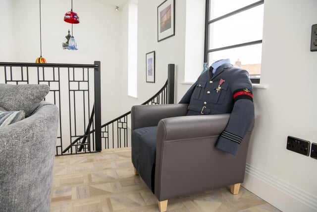 A bespoke chair made from Martin's old RAF uniform