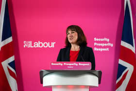 LIVERPOOL, ENGLAND - JULY 25: Labour's shadow chancellor Rachel Reeves introduces Keir Starmer, leader of the Labour Party befoire his akeynote speech on the economy at The Spine Building on July 25, 2022 in Liverpool, England. (Photo by Christopher Furlong/Getty Images)