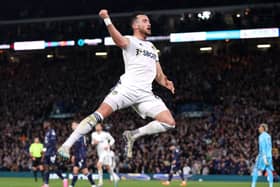 LEADING MAN: Leeds United's Jack Harrison celebrates after scoring the first goal against Nottingham Forest at Elland Road on Tuesday night. Picture: Alex Livesey/Getty Images