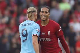 Erling Haaland of Manchester City and Virgil van Dijk of Liverpool could end up in the same team in an all-star game. Picture: Marc Atkins/Getty Images.