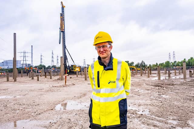 Richard Cave-Bigley,  Director, Solar and Battery at SSE Renewables, during a tour of the (BESS) construction site in Ferrybridge. (Photo by Stuart Nicol Photography)