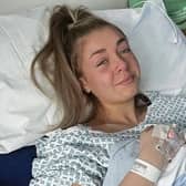 Mathilde Barker in hospital for surgery, April 2023.