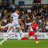 Dan James sees an effort fly off target for Leeds United in their friendly against Monaco at York City. Picture courtesy of Leeds United AFC.