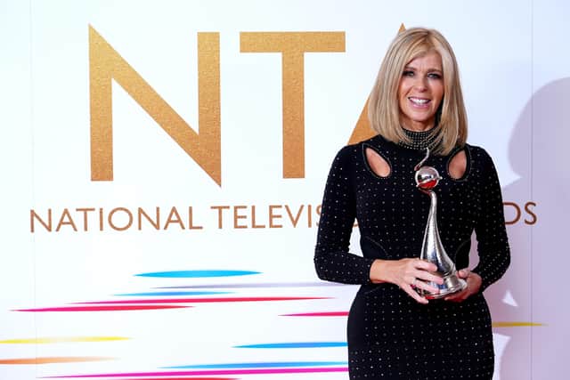 ate Garraway in the press room after winning the Authored Documentary award for Kate Garraway: Finding Derek at the National Television Awards 2021 held at the O2 Arena, London. Picture: Ian West/PA Archive/PA Images.