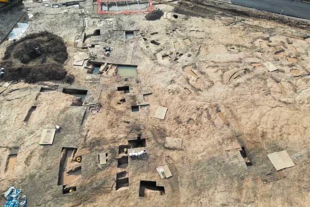 An overhead view of the site being worked on by archaeological representatives. Picture/credit: Karl Steanson.