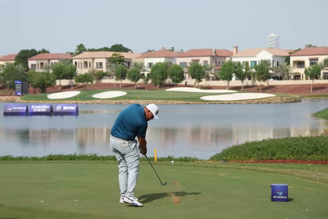 Wakefield's Dan Bradbury tees off on the 17th hole during Day One of the DP World Tour Championship on the Earth Course at Jumeirah Golf Estates on November 16, 2023 in Dubai, United Arab Emirates. (Picture: Andrew Redington/Getty Images)