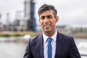 Prime Minister Rishi Sunak speaking to the media during his visit to Shell St Fergus Gas Plant in Peterhead, Aberdeenshire. PIC: Euan Duff/PA Wire