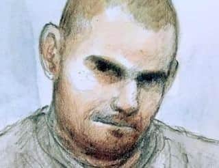 Damien Bendall was reportedly rated as 'medium risk' by the probation while serving a suspended 24-month prison sentence for arson. He went on to murder three children and his pregnant partner. Courtesy of court artist Elizabeth Cook.