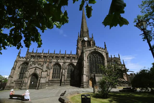 The woman was pushed up against the wall as she walked up towards Rotherham Minster