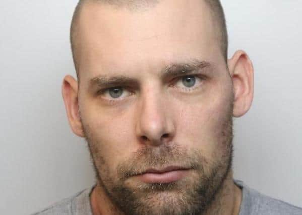 Pictured is Damien Bendall, aged 32, formerly of Chandos Crescent, Killamarsh, who was sentenced to 'whole life' imprisonment after he murdered his partner, her two children and one of their young friends. He pleaded guilty to murdering Terri Harris, 35, her son John Bennett, 13, daughter Lacey Bennett, 11, and Lacey's 11-year-old friend Connie Gent.