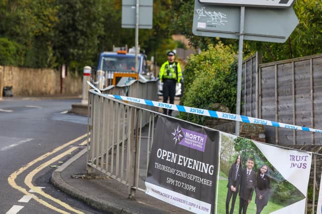 Police cordon near the scene in Woodhouse Hill, Huddersfield, where a 15-year-old boy was stabbed and later died in hospital on Wednesday. (Pic: Nigel Roddis/PA Wire)