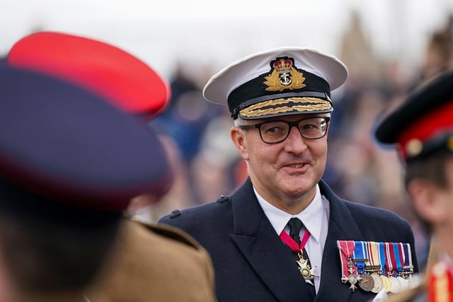 A close up shot of Vice Admiral Philip Hally CB MBE, Chief of Defence People at the Ministry of Defence.