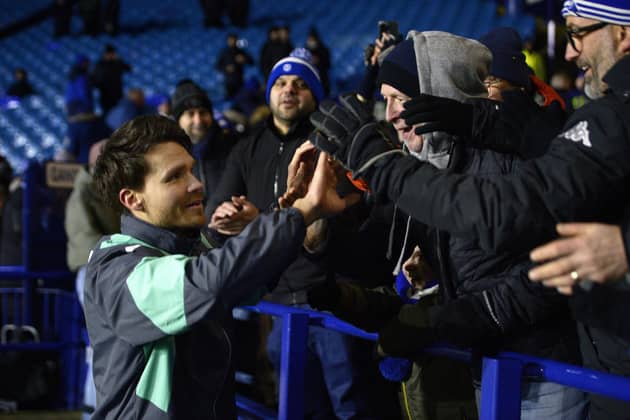 MAKING TIME: Danny Rhol  thanks Sheffield Wednesday supporters after the 1-1 draw with Leicester City