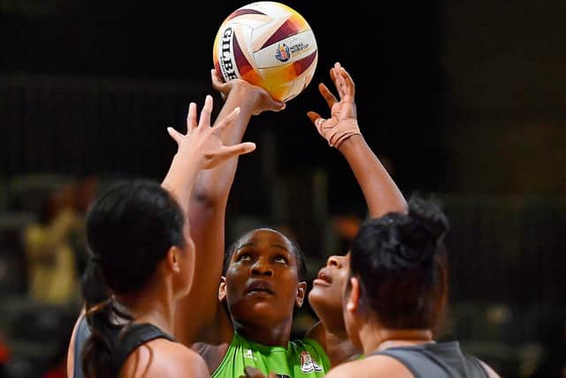 Joyce Mvula, centre, playing for Malawi during the Netball World Cup 2023 (Picture: Ashley Vlotman/Gallo Images/Netball World Cup 2023)