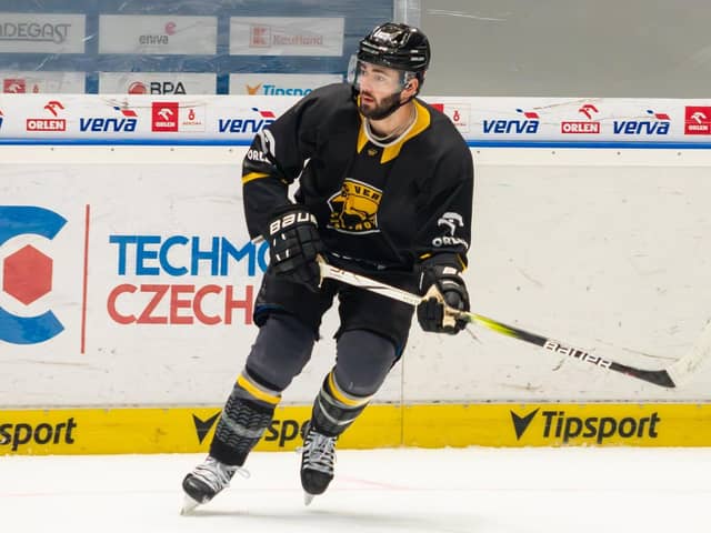LEARNING FAST: Liam Kirk is relishing his latest challenge of playing for HC Litvinov on the Czech Extraliga, his hopes of making the NHL with Arizona Coyotes having been ended in September. Picture courtesy of Jan Jindra/HC Litvinov