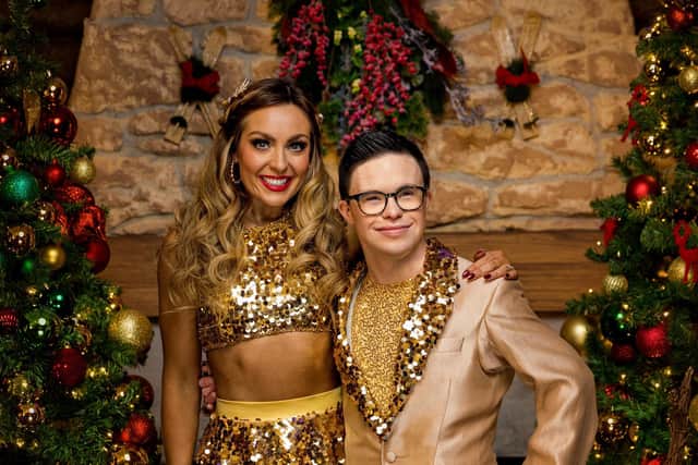 Amy Dowden and George Webster who will be taking part in the Strictly Come Dancing Christmas Special.  Photo credit: Guy Levy/BBC/PA Wire