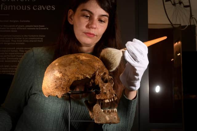 Museum and Collections Lead Jenny Hill cleans one of the Ancient skulls discovered in Craven cave date back to Early Neolithic period
Craven Museum at Skipton Town Hall and the Yorkshire.Picture by Simon Hulme 6th October 2022










