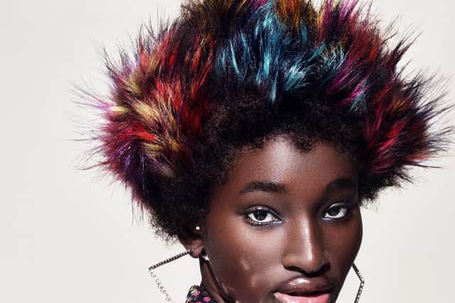 Pompoms were used to achieve this look by Robert Eaton, art director at the Russell Eaton salon in Leeds.