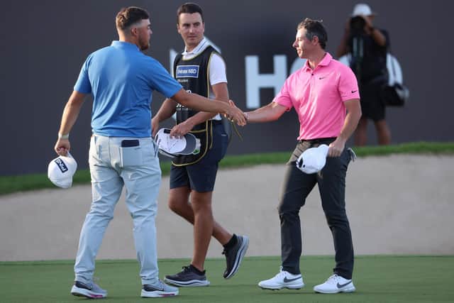 Wakefield's Dan Bradbury, left, played the final two rounds with eventual winner Rory McIlroy. (Picture: Warren Little/Getty Images)