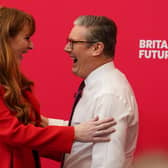 Labour Party deputy leader Angela Rayner with leader Sir Keir Starmer during the Labour Party local elections campaign launch. PIC: Jordan Pettitt/PA Wire