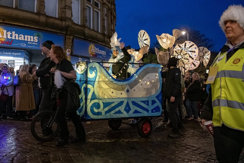 Thousands of visitors flock to see the Illuminated puppets in the Halifax Christmas Parade brought to life by Handmade Productions based in Hebden Bridge photographed for The Yorkshire Post by Tony Johnson