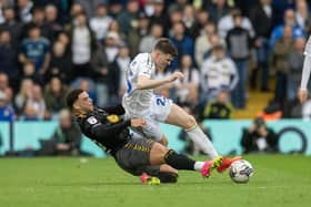 Sam Byram is challenged by Che Adams as Leeds United face Southampton. Image: Tony Johnson