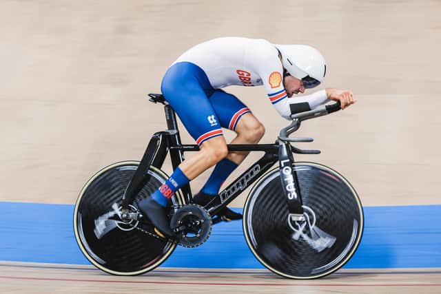 PARIS TARGET: Charlie Tanfield, in action for Great Britain during the Men's Individual Pursuit qualifying. at the UEC Track Elite European Championships earlier this year. Picture by Alex Whitehead/SWpix.com