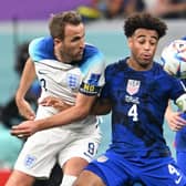 INTERNATIONAL DUTY: Tyler Adams (centre) enhanced his reputation whilst his Leeds United and USA team-mate Brenden Aaronson (right) also experienced a first World Cup, but Harry Kane (left) ended his time in Qatar on a low note