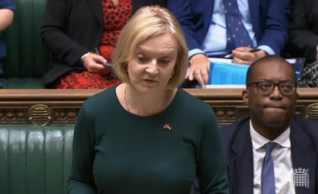 Prime Minister Liz Truss speaking in the House of Commons, London, to set out her energy plan to shield households and businesses from soaring energy bills.