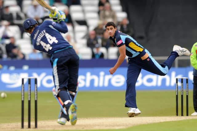 THAT WAS THEN: Mitchell Starc, pictured during his season with Yorkshire in 2012. Picture: Mark Bickerdike.