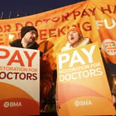 Junior doctors and members of the British Medical Association (BMA) outside Royal Victoria Infirmary, Newcastle, as they take to picket lines for six days during their continuing dispute over pay. Picture date: Wednesday January 3, 2024. PA Photo. The longest strike in NHS history "couldn't come at a worse time", experts said as they warned that elderly patients could put off seeking medical help due to the walkouts. See PA story INDUSTRY Strikes. Photo credit should read: Owen Humphreys/PA Wire 