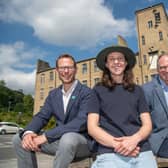 Michelle Hands (middle), founder of She Who Dares Wins, with Sunny Bank Mills co-managing directors John Gaunt (left) and William Gaunt (right).