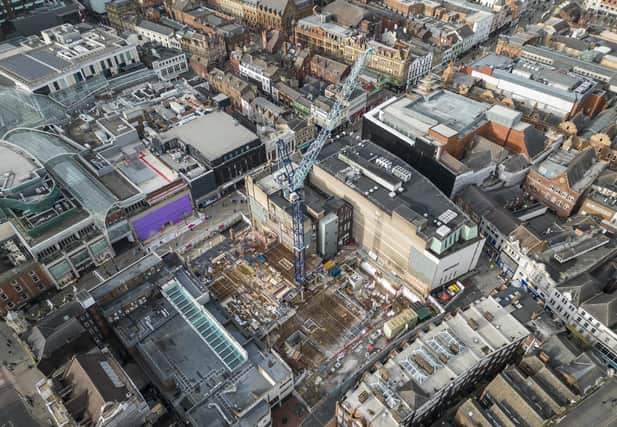 A man has died after falling from a crane at a construction site in Leeds city centre