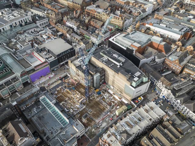 A man has died after falling from a crane at a construction site in Leeds city centre