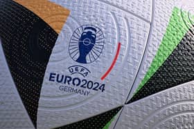 EURO 2024 logo is pictured on a giant replica ball. (Pic credit: Kirill Kudryavtsev / AFP via Getty Images)