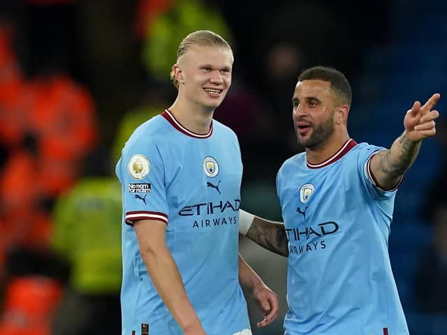 KEY MAN: Manchester City's Kyle Walker with team-mate Erling Haaland last season. Picture: Martin Rickett/PA