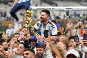 CROWNING GLORY: Lionel Messi celebrates Argentina's World Cup win