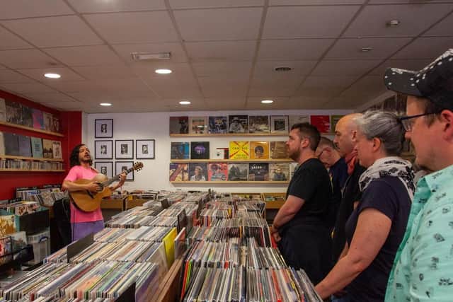 Get Cape. Wear Cape. Fly performs a 'secret' gig at Wah Wah Records during Long Division. Picture: Nichole Rowbottom