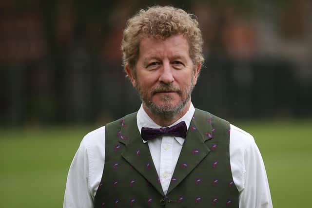 Sebastian Faulks wears Victorian costume as he prepares to take part in a cricket match in Vincent Square on May 29, 2013 in London, England. The match celebrates the 150th anniversary the Wisden Cricketers’ Almanack. The almanack is a cricket reference book published one a year in the United Kingdom.  (Photo by Peter Macdiarmid/Getty Images)