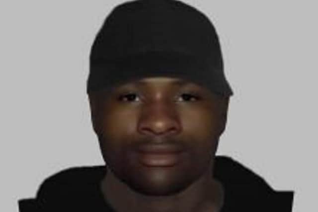 Officers have issued the e-fit image which matches the description of the man. Photo: West Yorkshire Police.