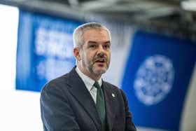 South Yorkshire’s Mayor Oliver Coppard speaking at Doncaster Sheffield Airport in September 2025. Photograph by Tony Johnson.