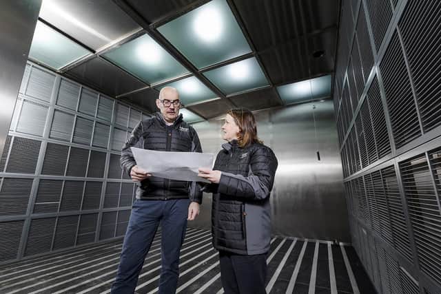 Ideal Heating has submitted a planning application for a new £10m UK Technology Centre at its site in Hull. R&D Director for Combustion, Phil Kent, and Engineering Director, Helen Villamuera, are pictured looking at the plans inside an environmental chamber, where the range and extremes of climatic conditions are simulated, for research and development purposes. Picture:  Karl Andre Photography