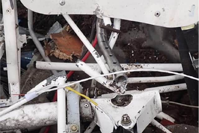 A fatal plane crash happened because the pilot lost control when his seat slid backwards during take-off, an investigation has found. (Pic: Air Accidents Investigation Branch/PA Wire)