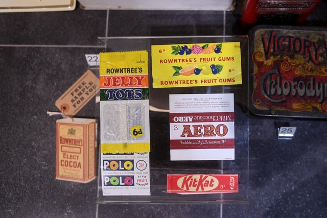 Other objects which make up the display include historic packaging and advertising for Cadbury’s Ltd, a tin of Fox’s Glacier Mints from 1950 and a set of shop scales, once used to measure out different varieties of sweets at Dawes and Sons on Hunslet Road, Leeds in around 1900.