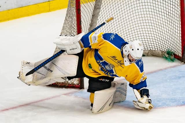 TRIED AND TRUSTED: Leeds Knights' netminder, Harrison Walker. Picture courtesy of Oliver Portamento