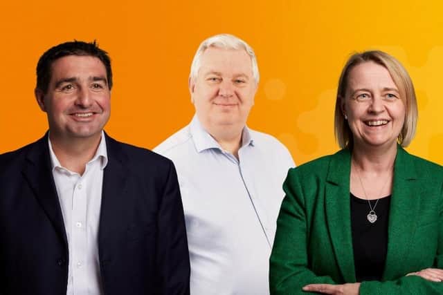 (from left) Hamish Morrison Joint CEO of BHP, Warren Mead, Chief Executive Officer of Sumer and Lisa Leighton Joint CEO of BHP. (Photo supplied on behalf of BHP)