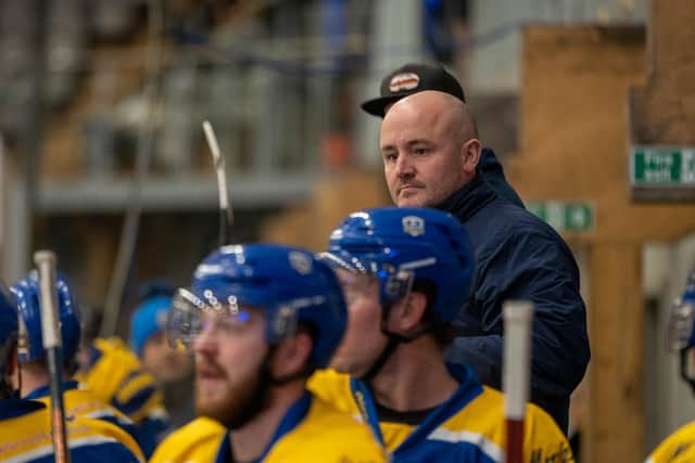 BEHIND THE BENCH: Leeds Knights' head coach Ryan Aldridge - a former GB Under-16 assistant coach - will coach one of the Under-16 teams at the EIHA Showcase event at Ice Sheffield this weekend. Picture courtesy of Oliver Portamento